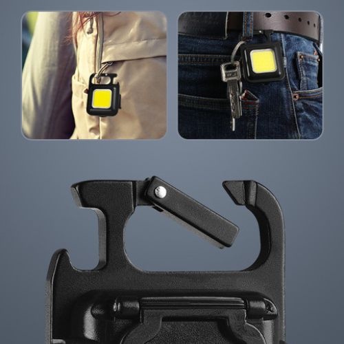 Đèn Pin siêu sáng Mini COB - Đèn móc khóa đa năng, mở nắp chai, tích điệp và nhấp nháy, sạc qua USB Coolcampshop