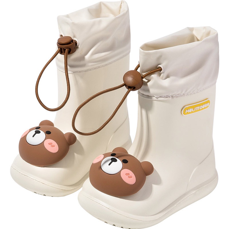 AYUER phim hoạt hình dễ thương gấu nhỏ dây đeo miệng giữa tay áo chống trượt giày đi mưa