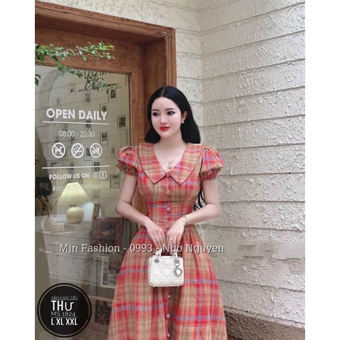 Bigsize Đầm caro đỏ dáng dài 55-95kg