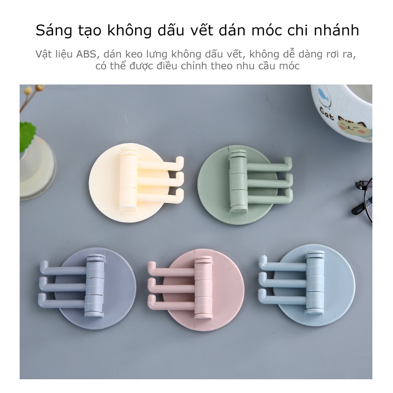 Móc treo đồ dán tường 3 nhánh xoay 180 độ  tiện dụng GL602