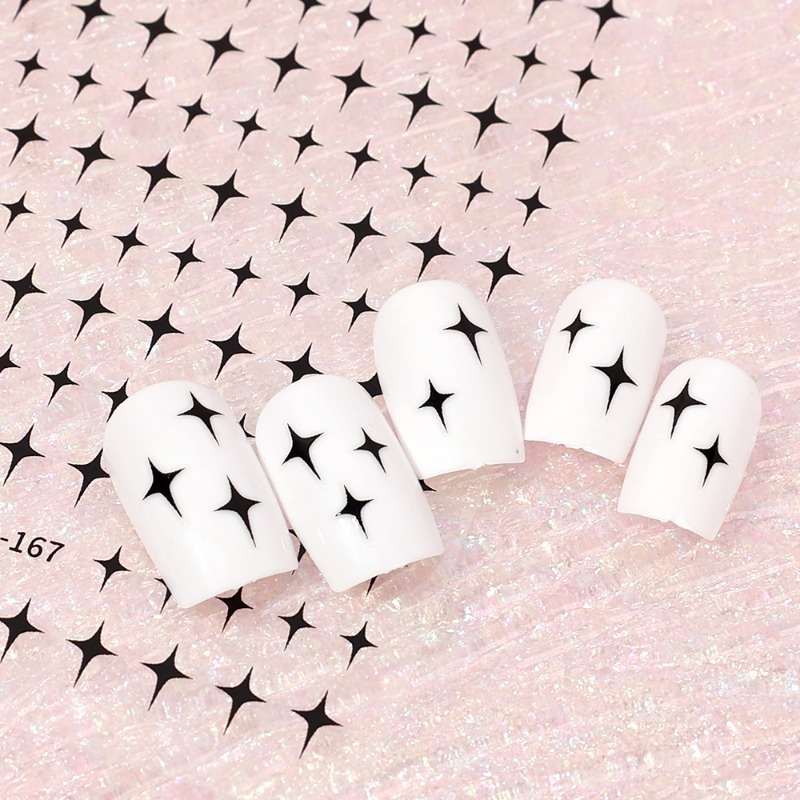 Nhãn Dán Trang Trí Móng Tay Tự Dính Họa Tiết Mặt Trăng Ngôi Sao Trái Tim Dập Nổi 3D Sáng Tạo