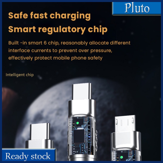 Dây Cáp Sạc Nhanh 6A 120W Usb 8-pin 3 Trong 1 Cho Iphone Micro Usb Type-C