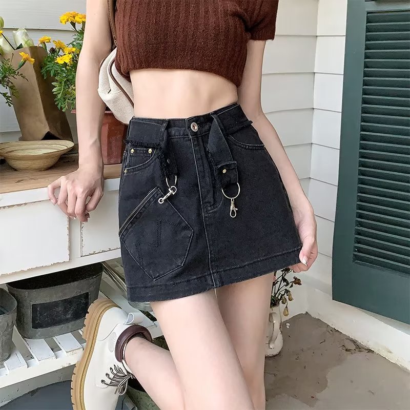 Chân váy Chân váy jean Chân Váy Bò váy nữ Chân Váy Chữ A 2023 New Style JL072109