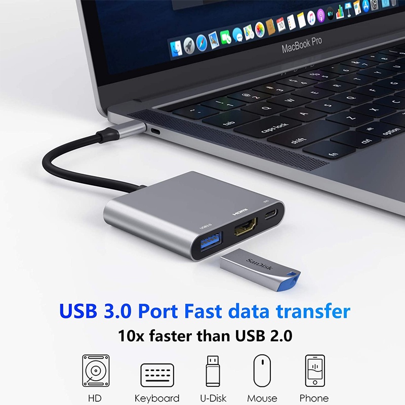 Bộ Chia Cổng USB 3.1 Type C Sang USB 3.0 / HDMI / Type C Cho 2016 Macbook Pro Google Chromebook Pixel