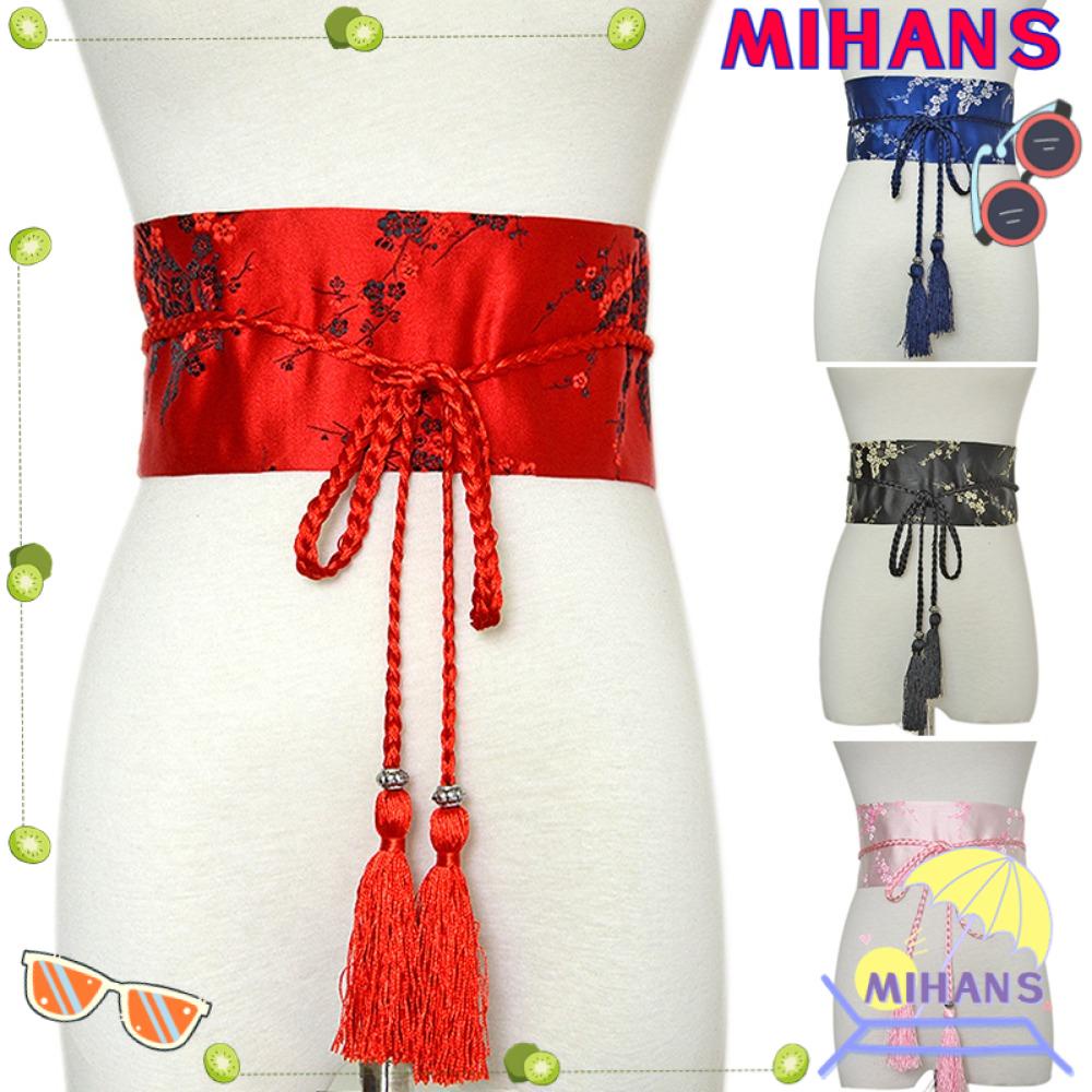 Thắt Lưng Bản Rộng In Họa Tiết Hoa Thắt Nơ Phong Cách Kimono Cho Nữ