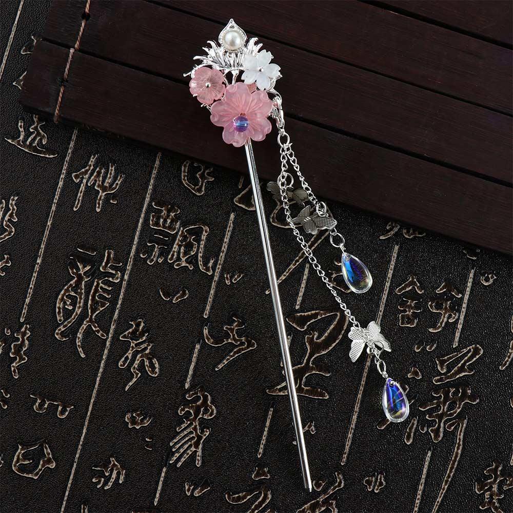 Mxgoods Trâm Cài Tóc Tua Rua Hình Hoa Bướm Phong Cách hanfu Cổ Điển Thời Trang