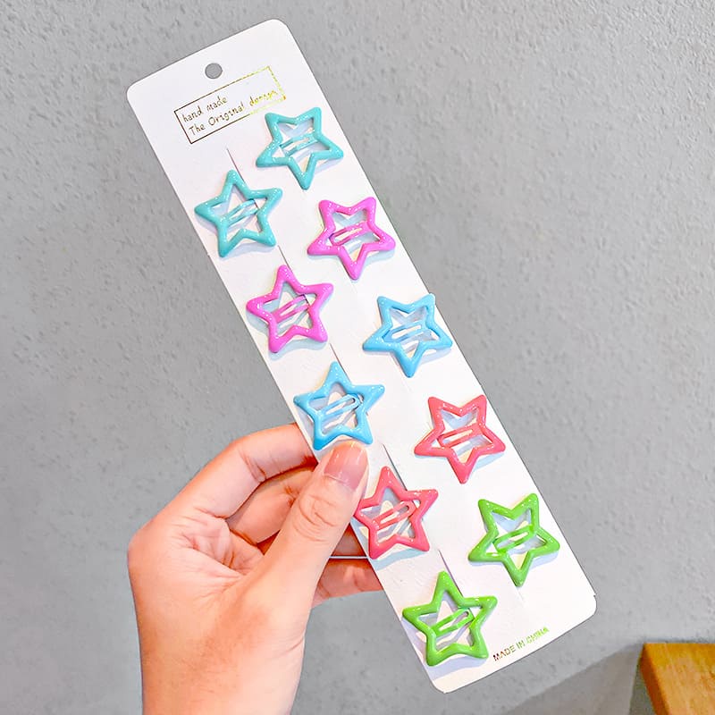 Set 10 Kẹp Tóc Nhiều Màu Sắc Dễ Thương Cho Bé Gái