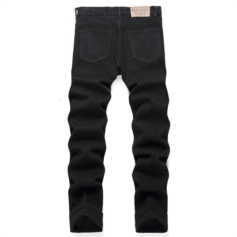 Quần Jeans Ống Rộng Co Giãn Thêu Chữ Màu Đen Trẻ Trung Cho Nam 3443