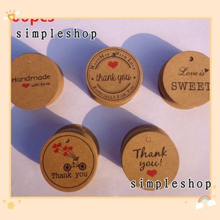 ❀SIMPLE❀ 100PCS Party Tag Cards Package Price Label Gift Tags Wedding Kraft paper Hanging Handmade Red Heart