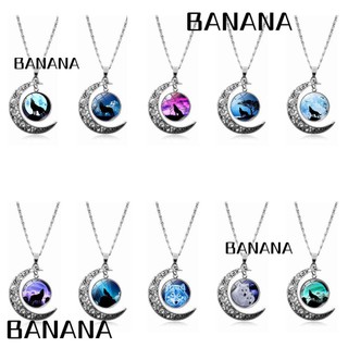 BANANA Gift Animal Pattern Jewelry Glow In The Dark Howling Wolf Necklace Women Fashion Pendant Necklace Luminous Moon Glowing