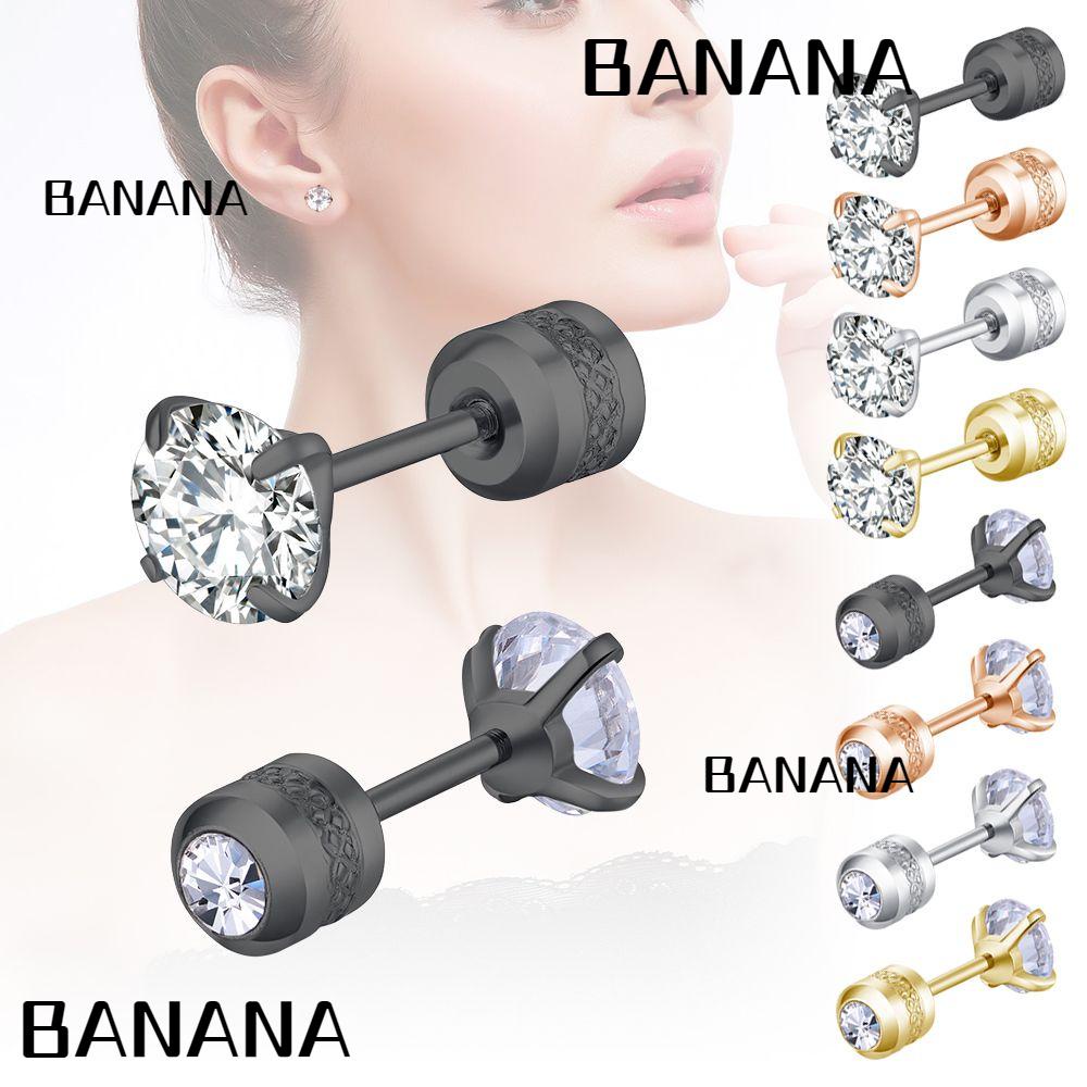 BANANA1 1PC Khuyên Tai Tròn 2-6mm Bằng Thép Không Gỉ Thời Trang Kỷ Niệm 2-6mm