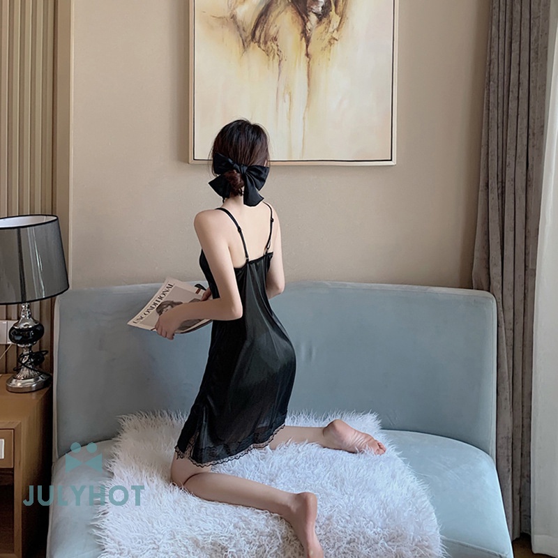 Mát sexy dây đeo nightdress ren áo ngủ phụ nữ ngủ quần áo ngủ satin nhà DRESS VN