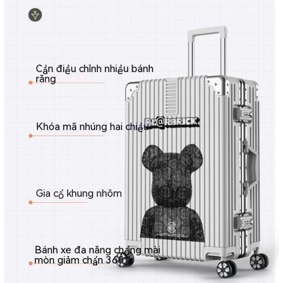 Vali 20/22/24/26/28 inch hình gấu hoạt hình nhỏ vali kéo bền và di động cho bé trai và bé gái