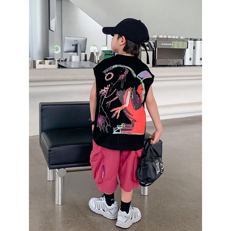 Áo thun YIDANL 100% cotton không tay thời trang cho bé trai