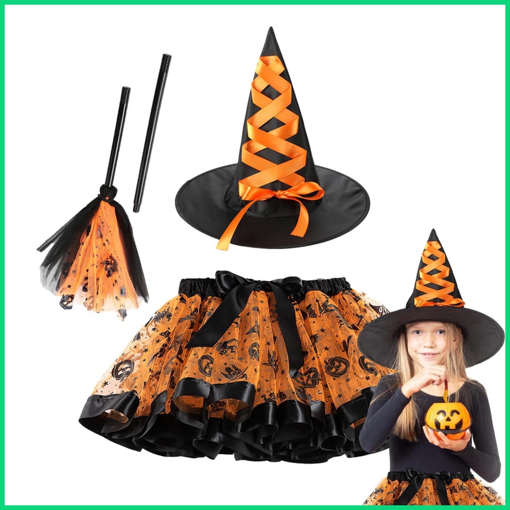 Đầm Hoá Trang Phù Thuỷ Nhân Dịp Halloween Cho Bé Gái