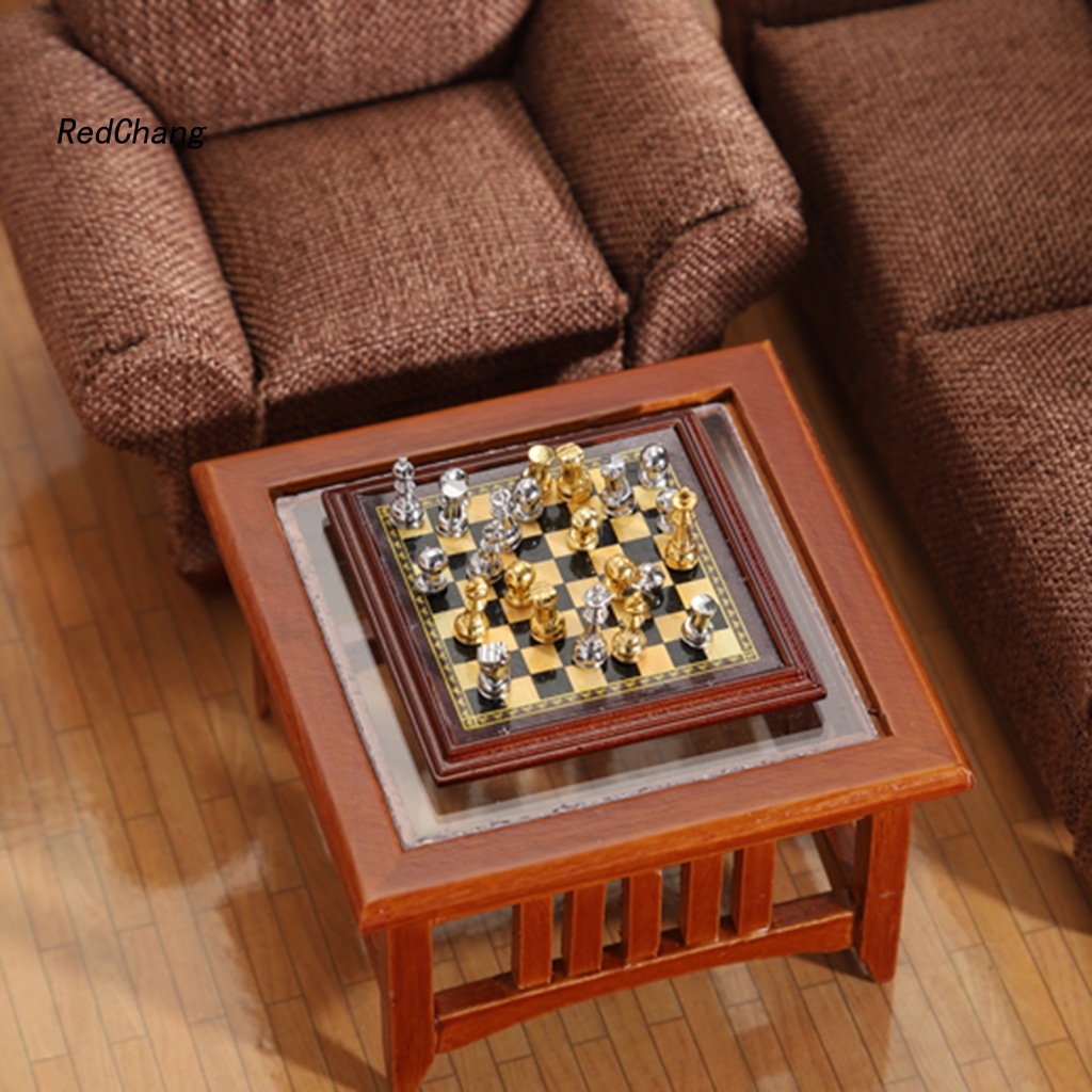 Bộ Cờ Vua Mini Bằng Hợp Kim Tỉ Lệ 1: 12 Dùng Trang Trí Nhà Búp Bê