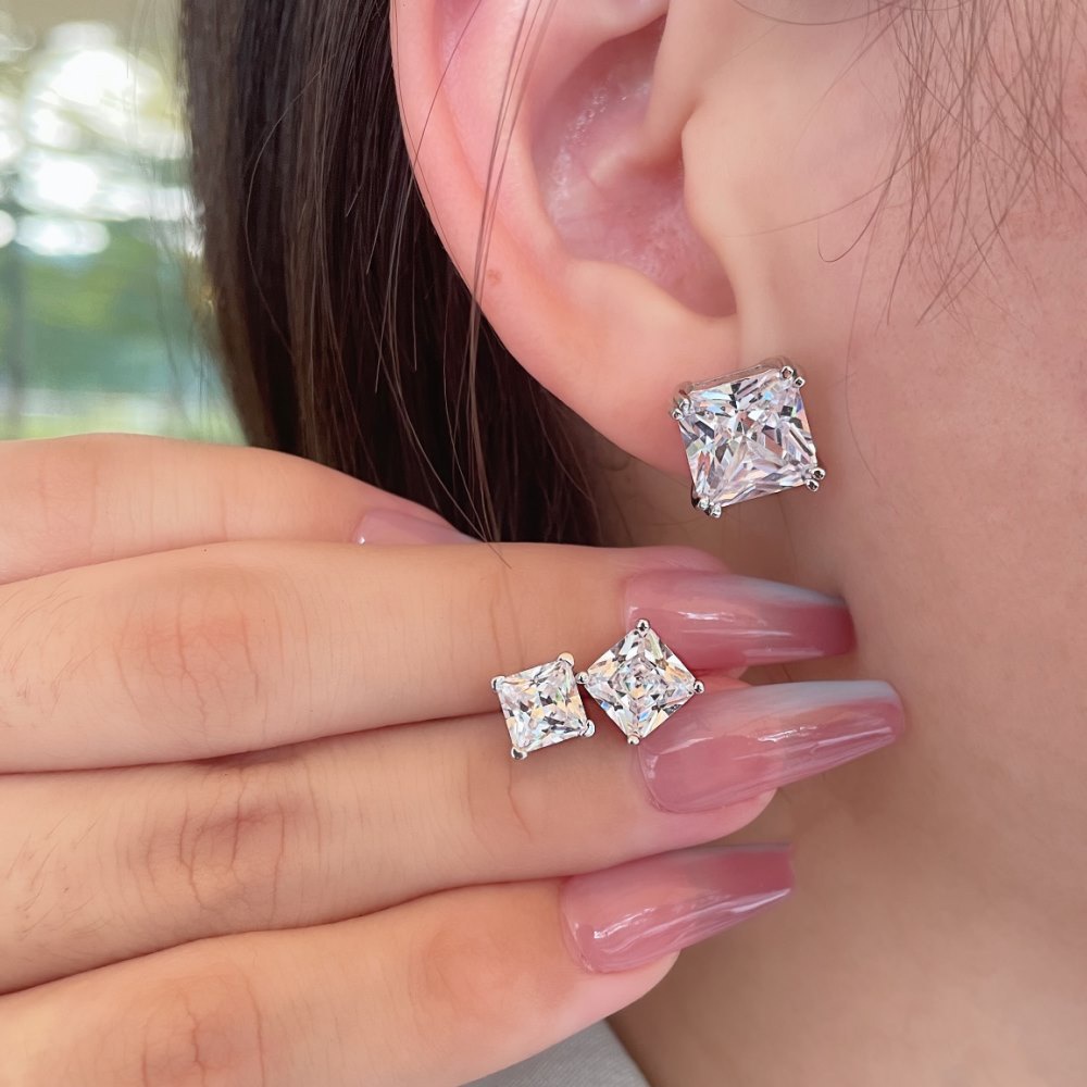 Bông Tai S925Bạc 925 Đính Đá Zircon 6-10mm Thời Trang Cao Cấp Cho Nữ