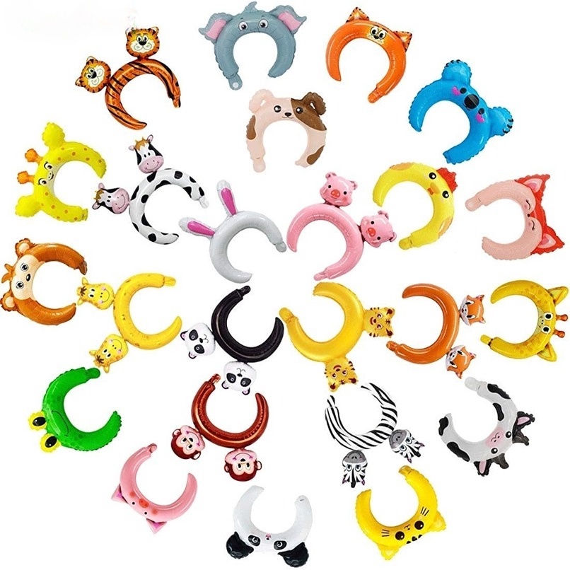 Set 10 Băng Đô Cài Tóc Bong Bóng Lá Nhôm Hình Động Vật Hoạt Hình Dễ Thương Trang Trí Tiệc Sinh Nhật Cho Bé