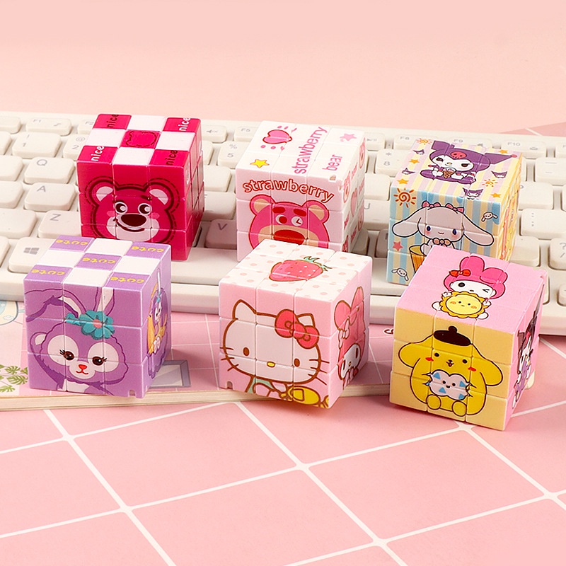 Móc Khóa Hình Khối Rubik Mini Hoạt Hình Dễ Thương