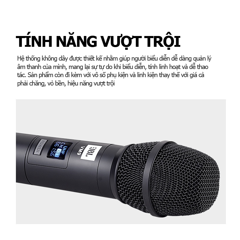 Micro hát karaoke không dây JBL 360plus microphone wireless,micro không dây cao cấp chống hú