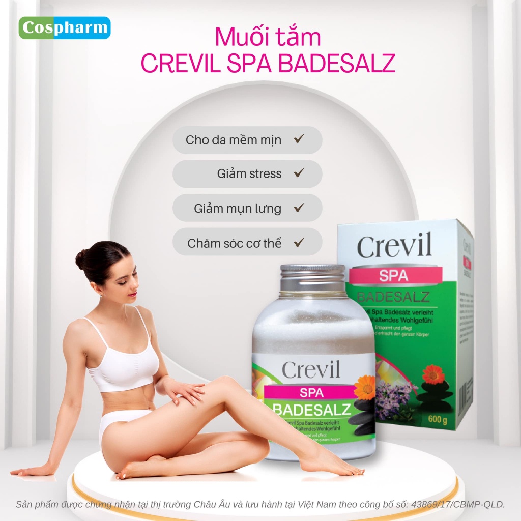 Muối Khoáng Tắm Tẩy Tế Bào Chết Crevil Spa Badesalz 600g #helenngocshop #skincare