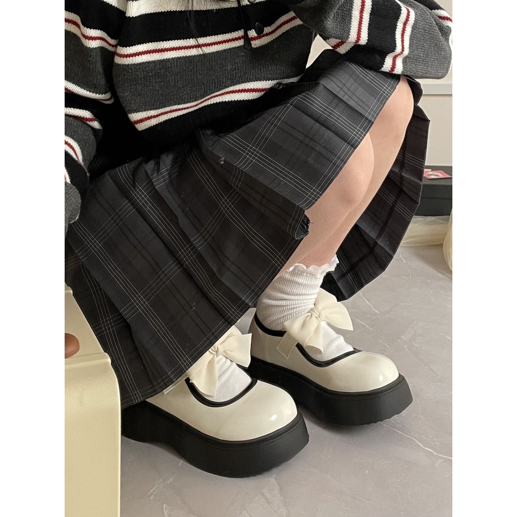 HHH Giày Mary Jane Lolita đế cao 4cm Giày Búp Bê Đế da mềm đế êm thời trang 2023NEW Cho Nữ