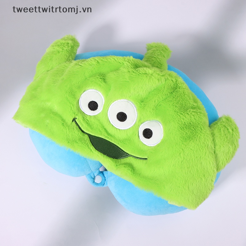 Gối Chữ U Có Mũ Trùm Đầu Hình Stitch / Gấu Pooh / Người Ngoài Hành Tinh Nhồi Bông Dễ Thương