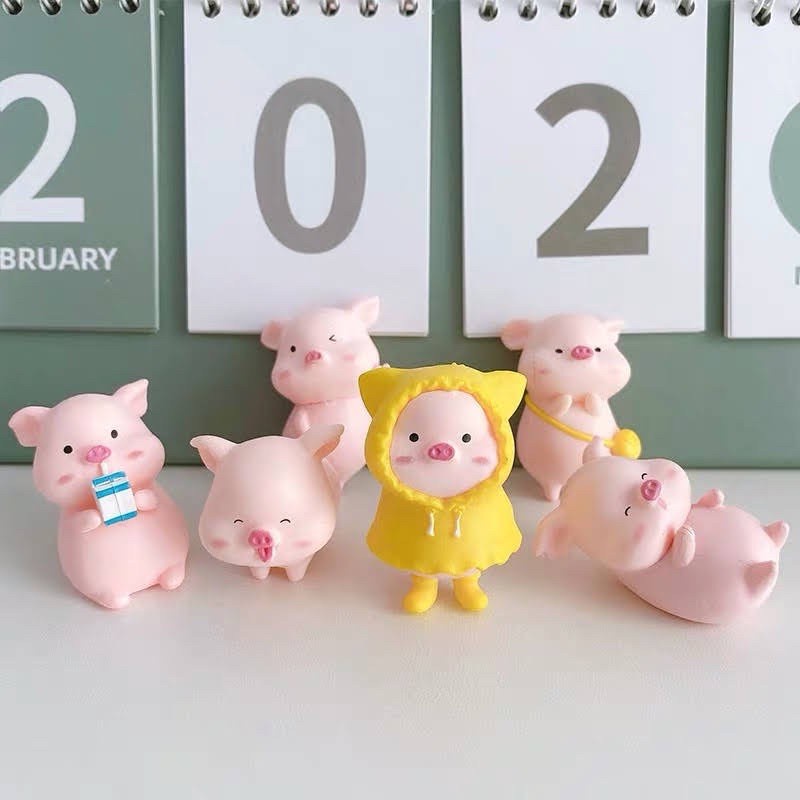 ​Mô Hình Tiểu Cảnh "Gia Đình Heo Dễ Thương" Trang Trí Sen Đá, Sân Vườn/ Chậu Cây, DYI, Terrarium