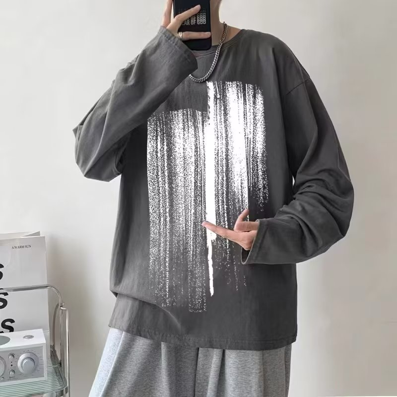 Áo phông nam big size có size lớn M-8xl Áo Thun Tay Dài Oversize Chất Liệu Cotton In Họa Tiết Thời Trang Mùa Thu Cho Nam Và Nữ
