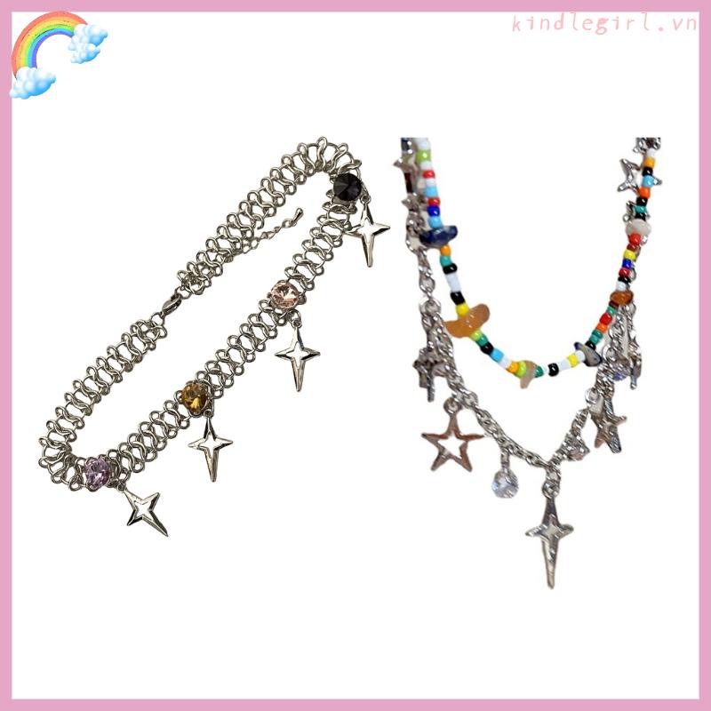 Vòng cổ Hai Lớp Mặt Ngôi Sao Phong Cách Y2k