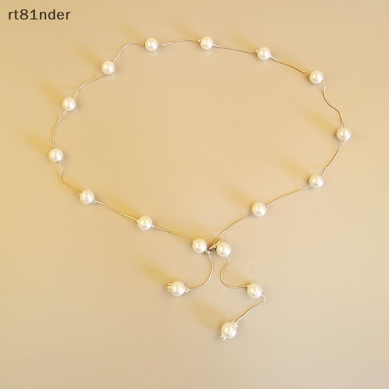 Rt pearl women's belt thin chain belt for ladies dress skinny waistband trang trí n