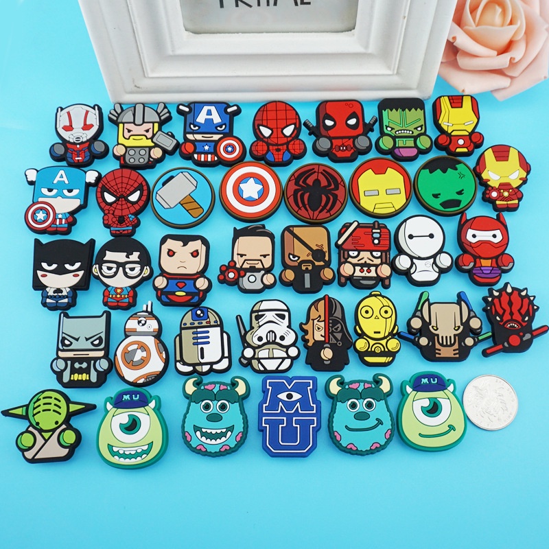 Phim hoạt hình deadpool avengers jibbitz original hulk jibits crocs charm thor giày bùa pin marvel batman croc jibbits cho trẻ em giày phụ kiện trang trí