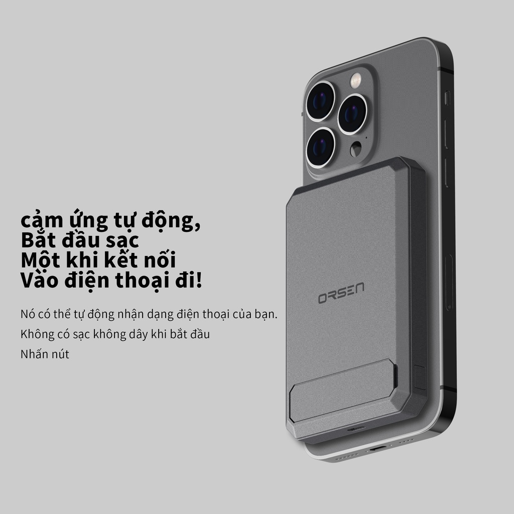 Pin Sạc Dự Phòng 10000mAh Orsen EW54 20W  Magnetic cao cấp cho XR 11 12 13 14