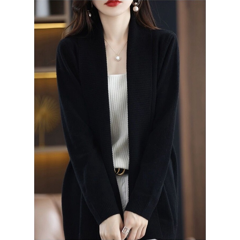 Multiplication cashmere cardigan nữ 2023 mùa thu phong cách mới ve áo rời dệt kim dài tay all-match mỏng hơn nhìn bên ngoài mặc mồ hôi