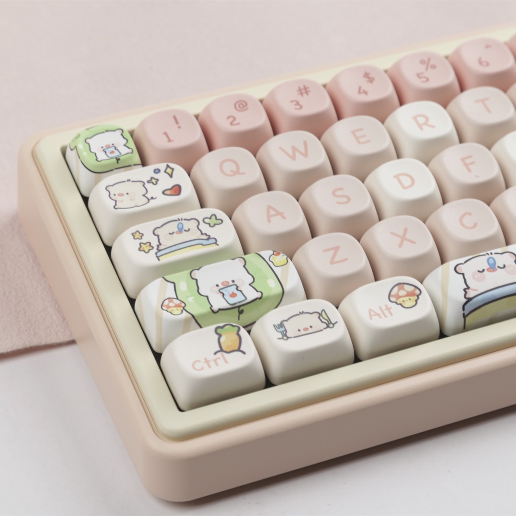 Heo Hồng Keycaps MOA Profile Hoạt Hình Dễ Thương PBT Dye Sub bàn phím cơ Keycap