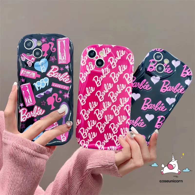 Phim hoạt hình thời trang barbie english letters label stickers case tương thích cho iphone xr 7 6 8 6s plus 14 13 11 12 pro max x xs max se 2020 ốp lưng tpu mềm 3d gợn sóng chống va đập