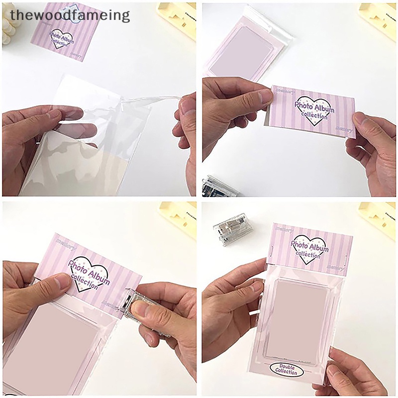Thewoodfameing 10 cái 3 inch giá đỡ photocard bộ sưu tập túi diy kawaii bảo vệ hiển thị trường văn phòng phẩm bao bì túi kit trang trí tờ en