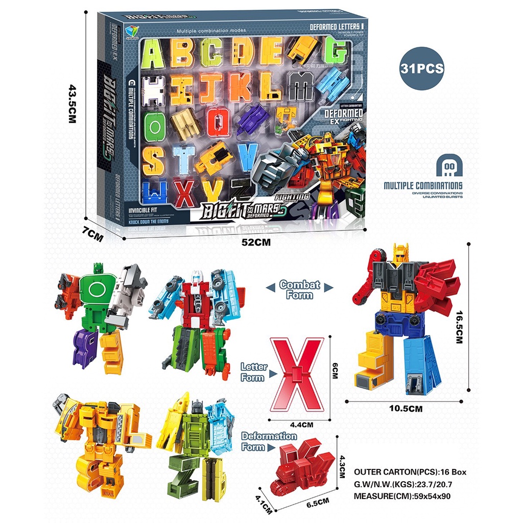 Bộ Đồ Chơi 27 Chữ Cái Biến Hình Lắp Ghép Robot Thông Minh - Thingkids