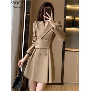 Áo khoác thời trang áo khoác rộng phụ nữ đầu mùa thu quần áo phụ nữ năm mới pháp nhỏ phong cách thơm váy phụ nữ mùa xuân mùa thu phù hợp với váy cô gái quần áo