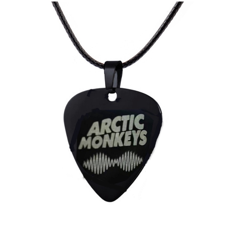 Arctic monkeys guitar pick mặt dây chuyền phụ kiện trang sức ban nhạc rock tiếng anh dây da vòng cổ bằng thép không gỉ được bán jy
