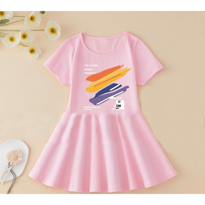 Cô gái váy công chúa in áo váy mùa hè cotton trẻ em cô gái váy thời trang quần áo làm mới và thoải mái