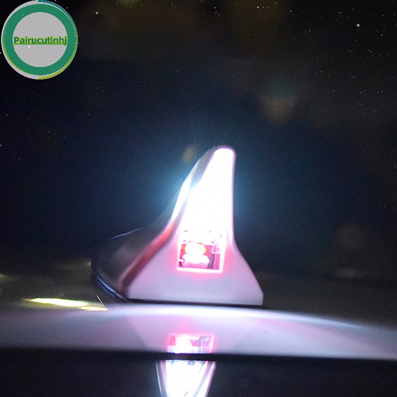 Pairhj universal led light car shark fin antenna với năng lượng mặt trời tín hiệu vô tuyến tự động trên không anten trên mái lái xe đèn cảnh báo an toàn vn