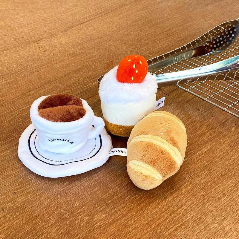 Đồ chơi cho chó squeaker trà chiều cà phê bánh mì kẹp tiếng chó mèo đồ chơi mèo đồ chơi nhai xương gà