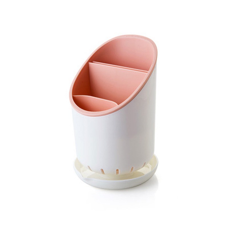 Ống đựng thìa đũa 4 màu có khe thoát nước bằng nhựa màu pastel - Gọn Kitchen