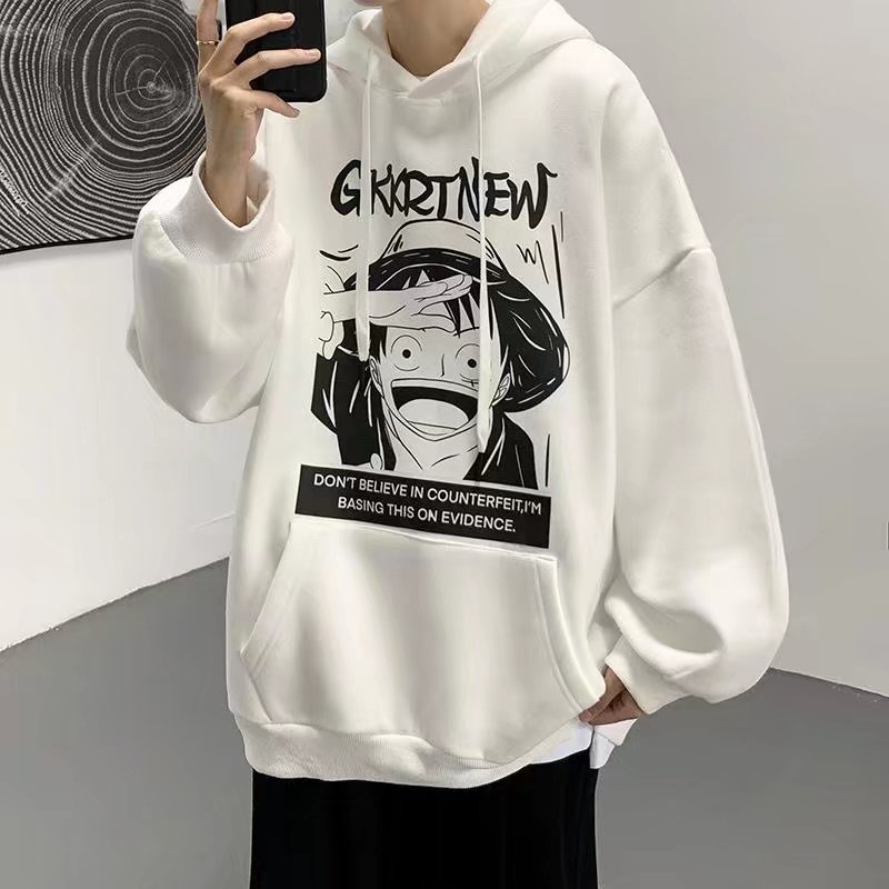 M-8xl phim hoạt hình anime one piece luffy in mẫu áo khoác nam giản dị áo khoác có mũ trùm đầu dày dặn cặp đôi áo khoác thể thao hàng đầu