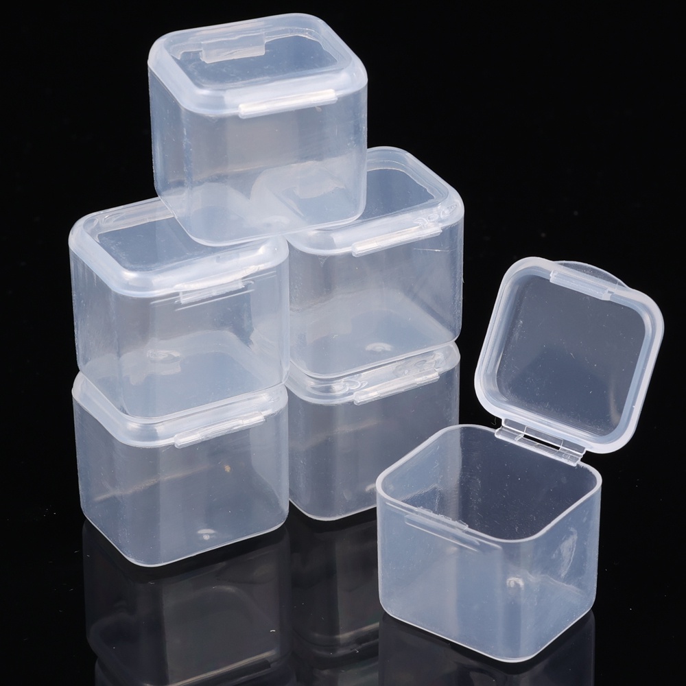 1/5 cái đơn giản di động multi-purpose vòng cổ vòng trang sức mang tổ chức đồ trang trí tự làm hộp đựng trong suốt chống bụi bể chứa mini square flip hộp lưu trữ bằng nhựa