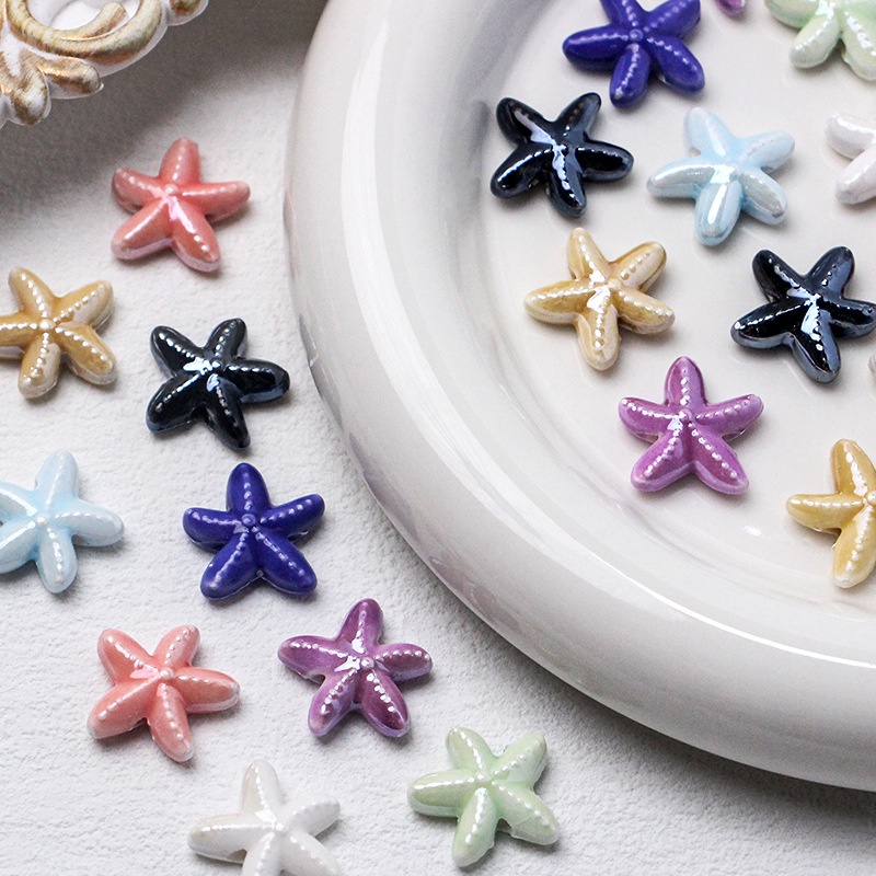 10 cái 6 * 17mm macaron gốm biển sao hạt diy handmade bracelet key chain mặt dây chuyền vật liệu cườm