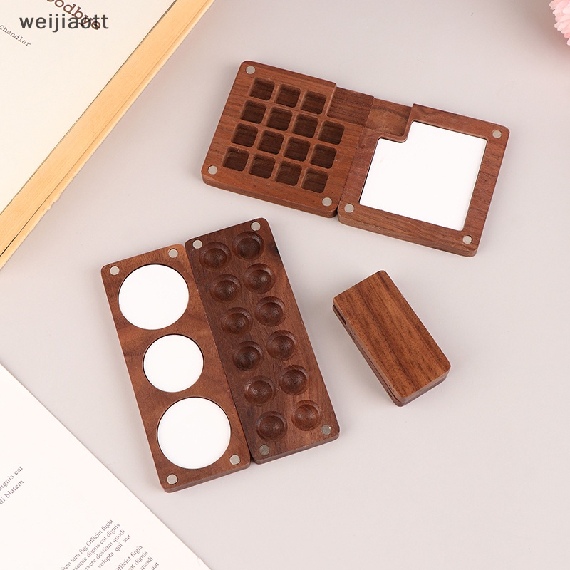 Weijiaott portable travel handmade watercolor paint palette oil paint tray box empty box mini black walnut paint box vn