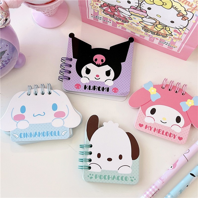 Kawaii sanrio coil notebook shaped small coil notebook kids kuromi cinnamoroll my melody office phụ kiện