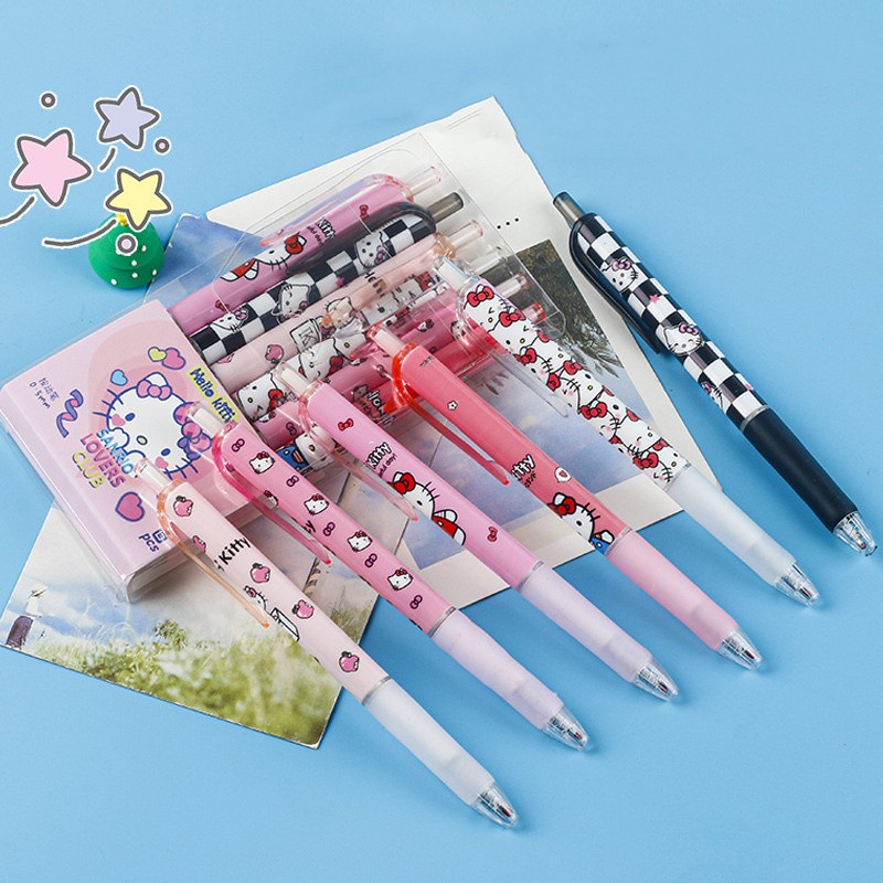 ⚡VẬN CHUYỂN NHANH CHÓNG⚡⚡ Bút Viết Hoạt Hình Sanrio Nhanh Khô Viết Trơn Tru Dụng Cụ Học Tập Bút Mực Hoạt Hình Sanrio Bộ Bút Kt Cat Kuromi Fine Nib Bút Bấm Bút Viết